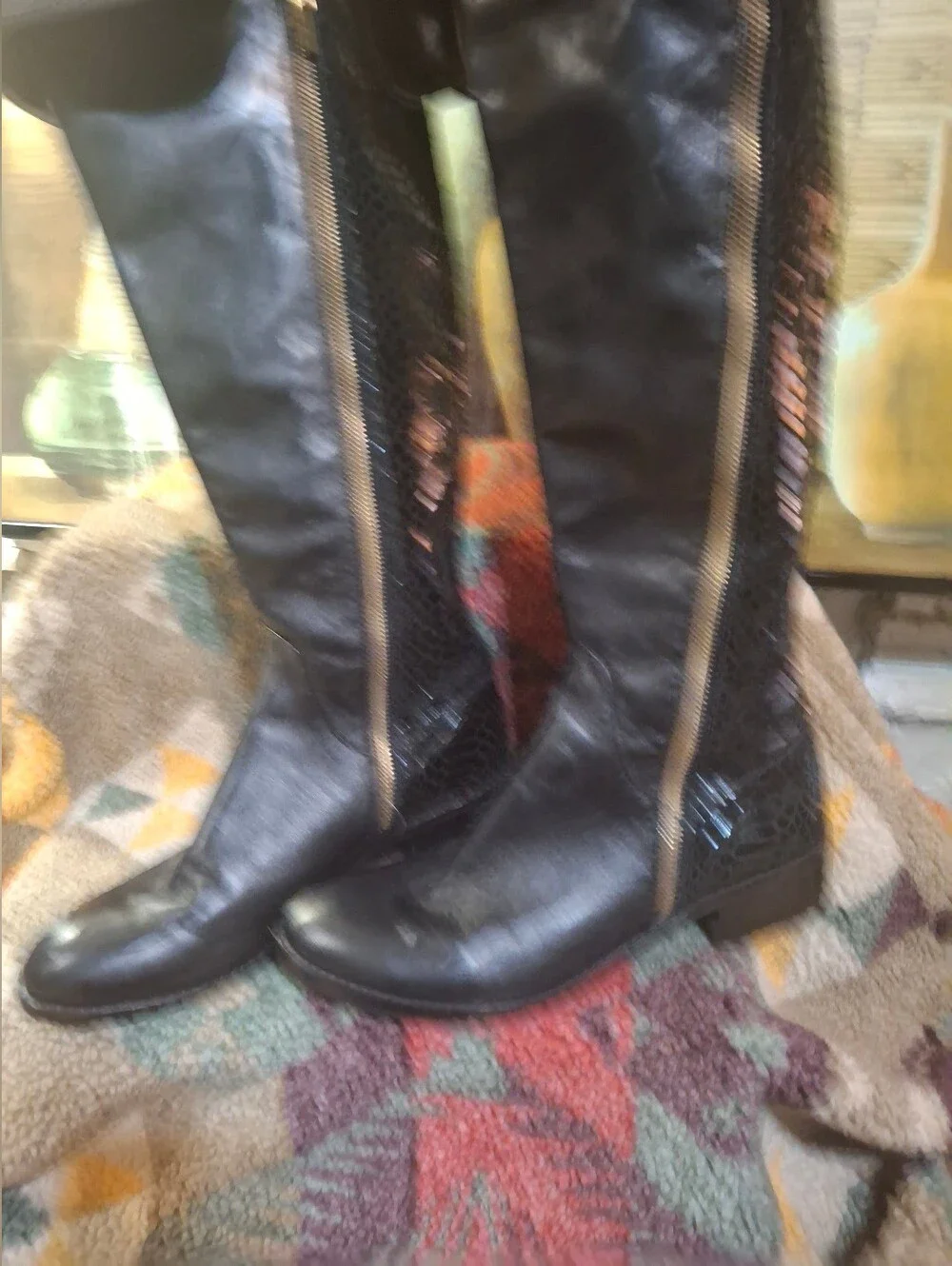 Michael Kors Black Over-the-Knee Zip-Front Riding Boots